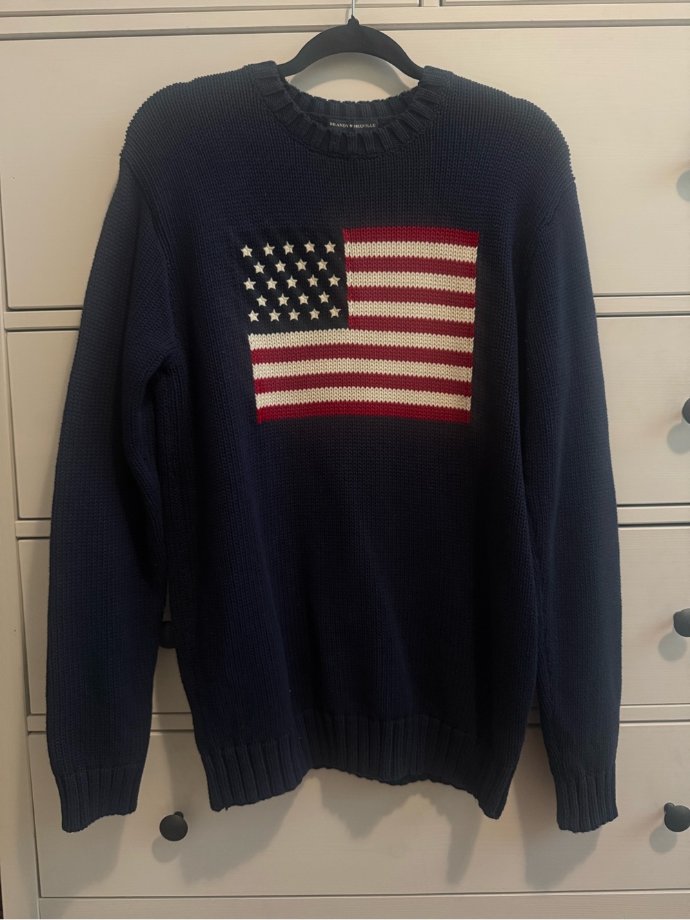 Brandy Melville Navy Crewneck Sweater with American Flag